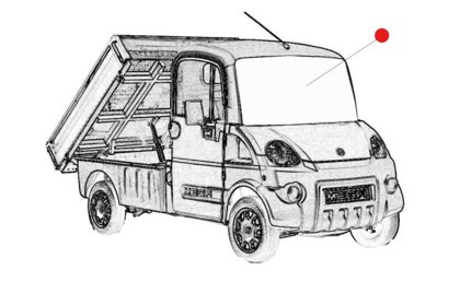 PRIEKŠĒJAIS STIKLS  AIXAM MEGA UP TO 2013 1240x580